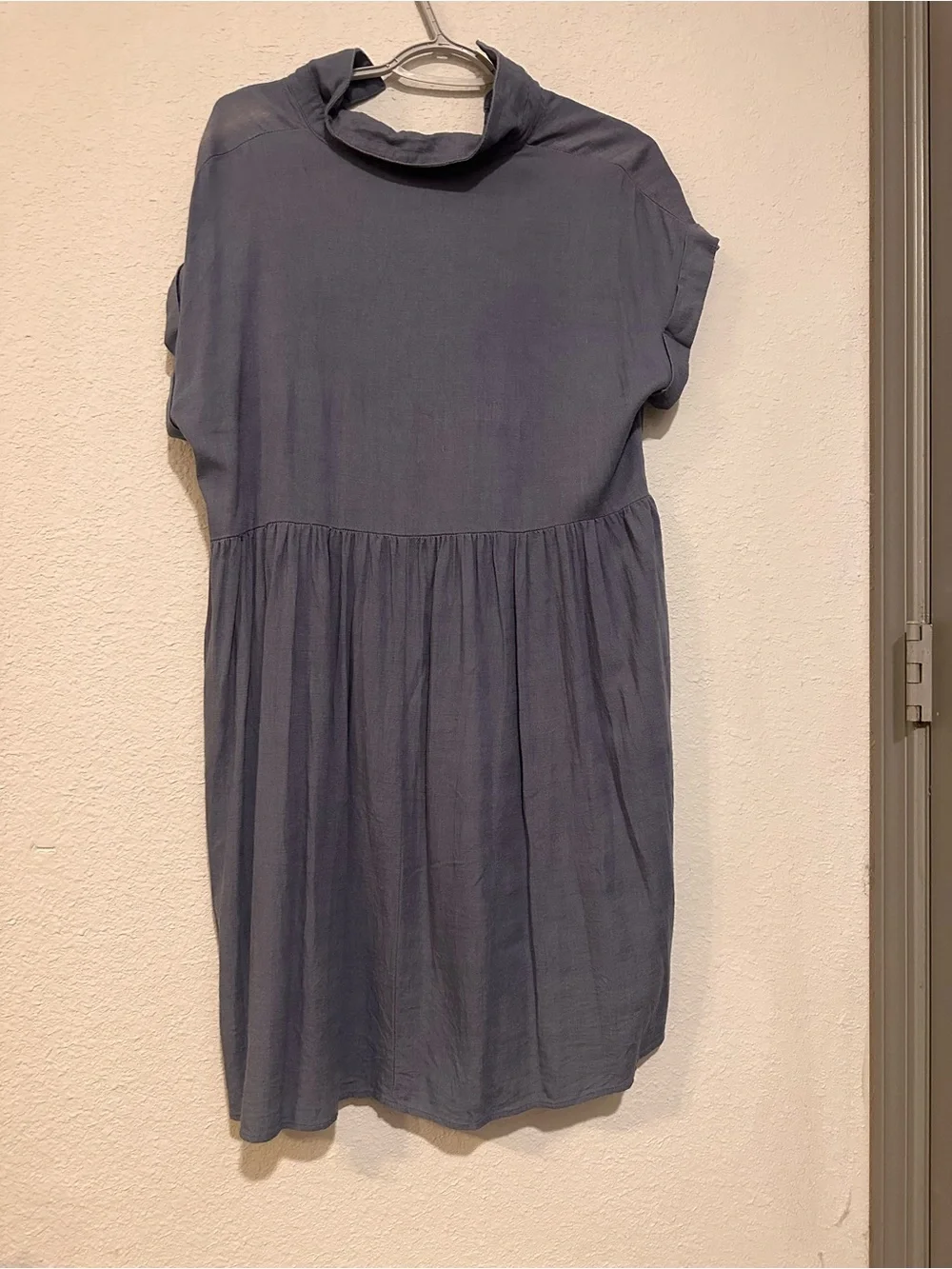 Umgee Slate Blue V-Neck Short Sleeve Dress - Picture 2 of 2